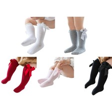 Long Socks with Bow- for Baby Girls Elegant Socks Princess Girls Baptism Summer