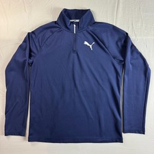 Puma Mens Quarter Zip Pullover Long Sleeve Athletic Blue Medium