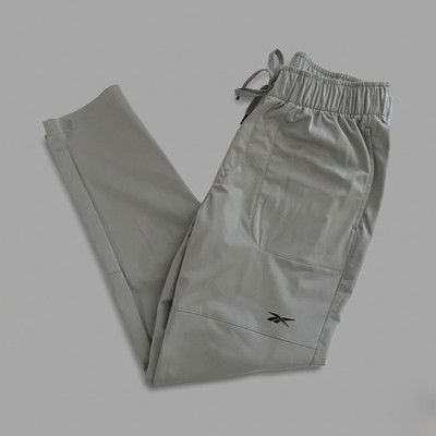 Men's Reebok Gray Track Pants M 100% Polyester Drawstring Waist Activewear