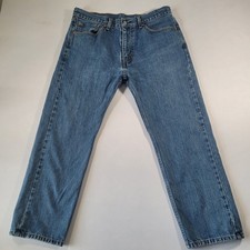 Levis 505 Regular Fit Jeans Mens 36x29 Blue Medium Wash Straight Leg Denim