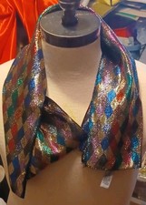 Amanda Smith Long Mixed Color Checked Shiny Scarf, Preowned