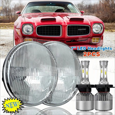 Pair 7inch Led Headlights Hilo Beam 6000k White For Pontiac Firebird 1970-1976