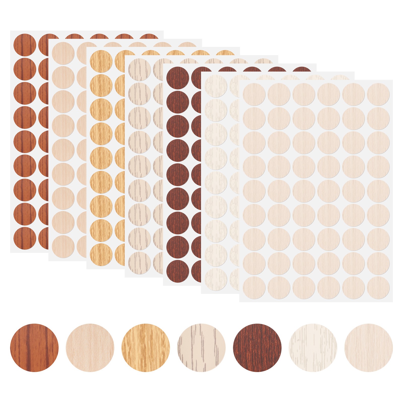 7 Sheets Screw Hole Sticker 21mm 54 in 1 Hole Covers, 7 Colors