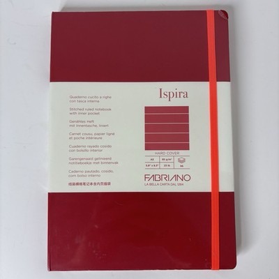 Fabriano Ispira Red A5 HardCover Notebook Journal 96 Pages Lined Paper Italy NEW