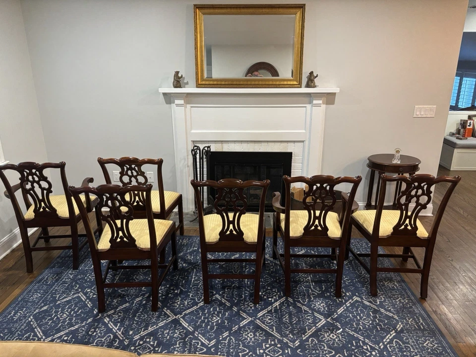 Set of 6 MAITLAND SMITH Carved Mahogany Chippendale Dining Room Chairs - Image 3 of 4