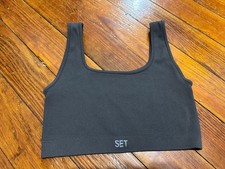 SET Active Sculptflex Box Cut Sport Bra in Onyx SIZE MEDIUM