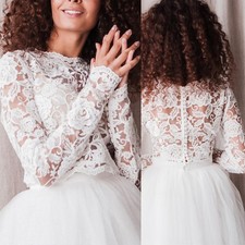 Bolero Topper Jacket for Bride Appliques Lace Beading Wedding Dress Long Sleeves