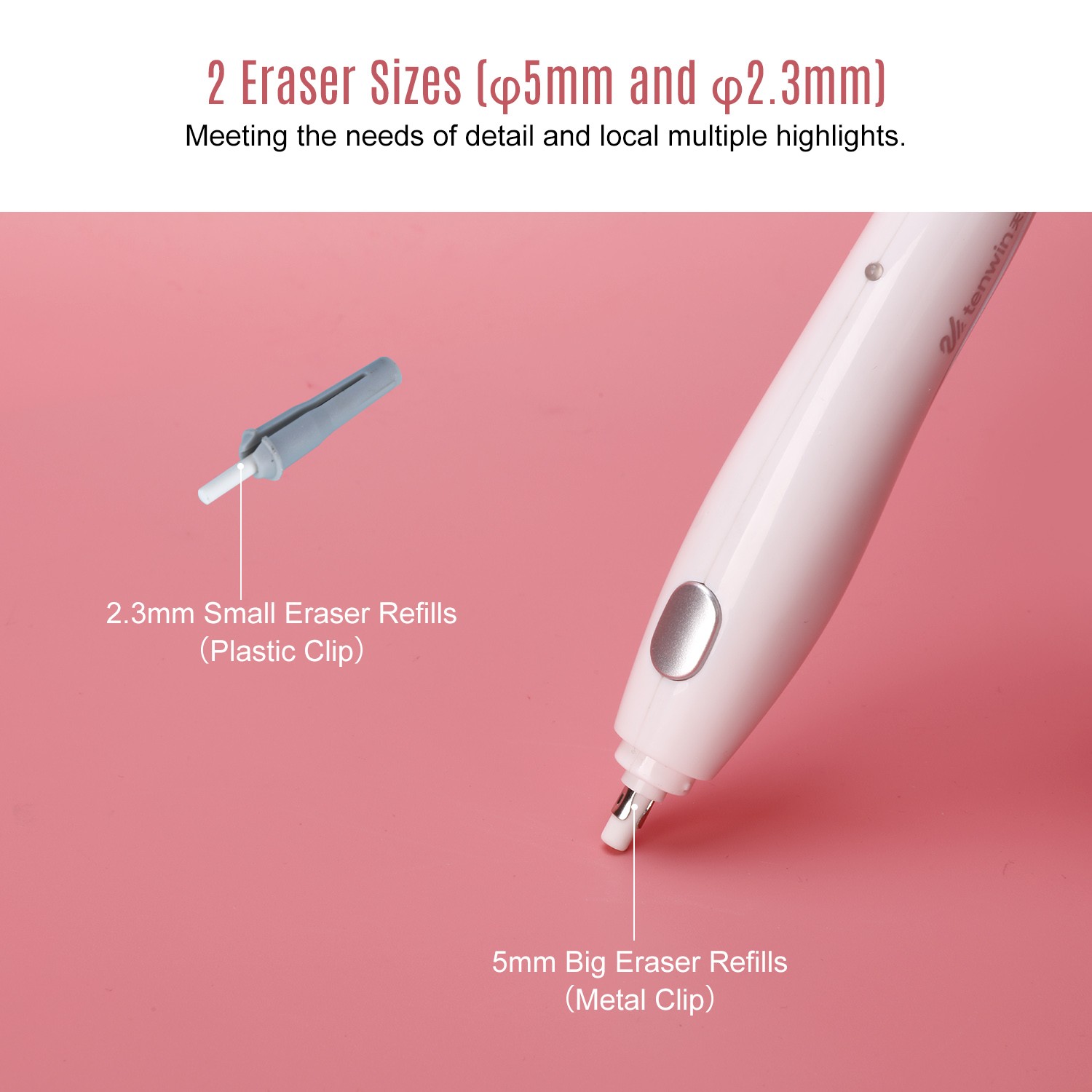 Tenwin Electric Eraser Kit With 16 Eraser Refills Rechargeable Pencil Eraser