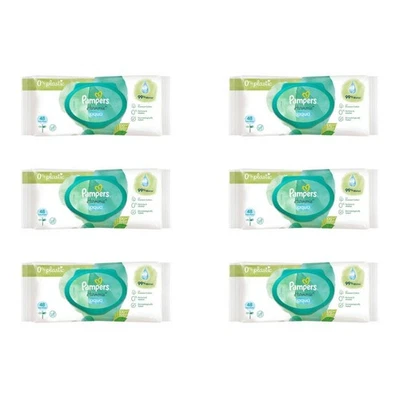 Pampers Harmonie Aqua Water-based Baby Wipes - 48 Wipes - Pack of 6