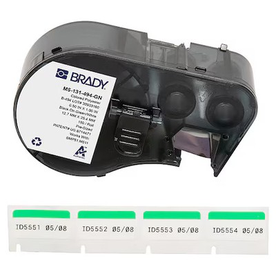 Brady M5-131-494-Gn Label/Ribboncartridge, Green;White, 1Inw