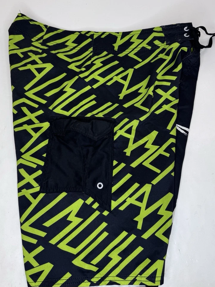 Pantalones cortos de natación Mulisha de metal negros con logotipo de calavera de neón talla 36 Foto 4 de 4