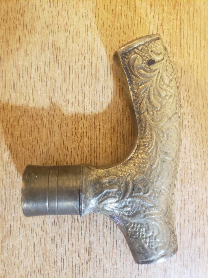 Antiguo bastón de latón mango tapa caña Foto 2 de 4