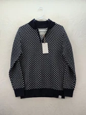 Long Wharf Supply Co Edgartown SeaWell Quarter Zip Navy Blue Sweater NWT Small