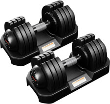 22LBS/25LBS/52LBS Single/Pair Adjustable Dumbbells Set Premium Rubber Coated Dum