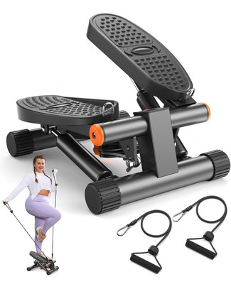 Portable Stair Stepper Excerise W/ Resistance Bands Timer Home Travel Workout