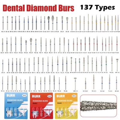 SANDENT Dental Diamond Burs FG For High Speed Handstück Friction Grip 137 Models