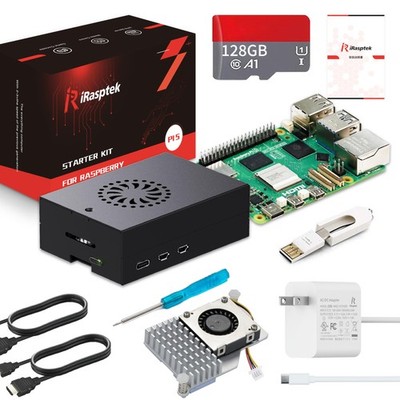 iRasptek Starter Kit for Raspberry Pi 5 8GB RAM 128GB with Raspberry Pi OS