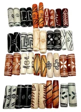 Buffalo Bone Beads, 40 Pcs, 20 Pairs, Carved Indonesian, 1" Avg, 2.5 - 3mm Holes