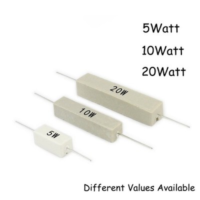 Keramik Leistungs Widerstände 5W 10W 20W  Watt 0,1 Ohm - 1 kOhm Zement 5%
