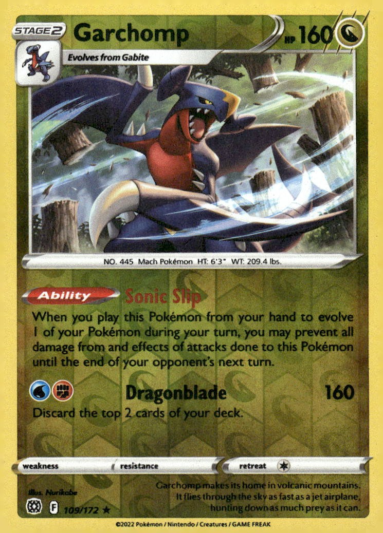 Garchomp Reverse Holo Holo Rare SWSH09: Brilliant Stars 109/172 NM