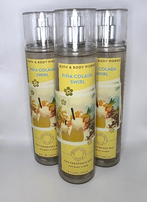 BATH AND BODY WORKS PINA COLADA SWIRL BODY MIST 8 FL OZ ( 3 PIECES