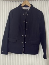 Talbots Ashley Twill Military Jacket Womens 8 Black Preppy Classic Work Office