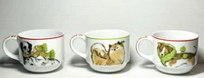 Pier 1 Imports Park Avenue Christmas Puppies Stackable Coffee Mugs/Cups Set Of 3