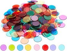 8-Color Bingo Counting Discs – 200pcs 3/4" Clear Plastic Chips for Board Game