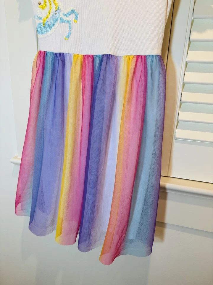 Vestido Tutú Wonder Nation Unicornio Lentejuelas Arco Iris Tul Niñas XL 14/16 Foto 4 de 4