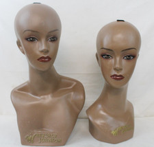 2 Vintage Mannequin Head Wig Bust Eyelashes Fiberglass Beverly Johnson Black