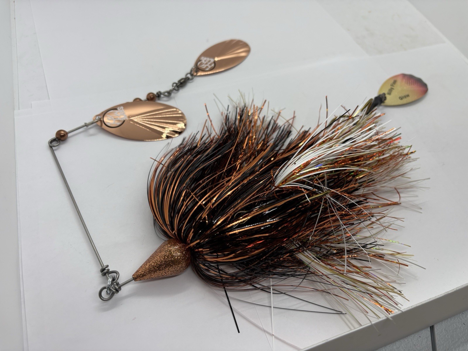 12” Hardwired Blades Copper Walleye Tinsel Spinnerbait Musky Lure - Image 2
