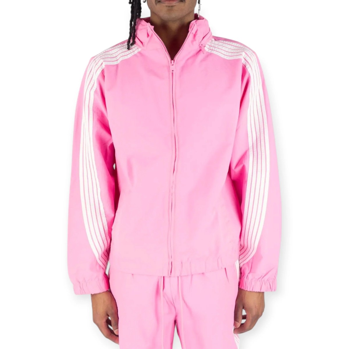 Rebel Minds Men Bent Stripes Nylon Windbreaker Jacket -Pink | eBay