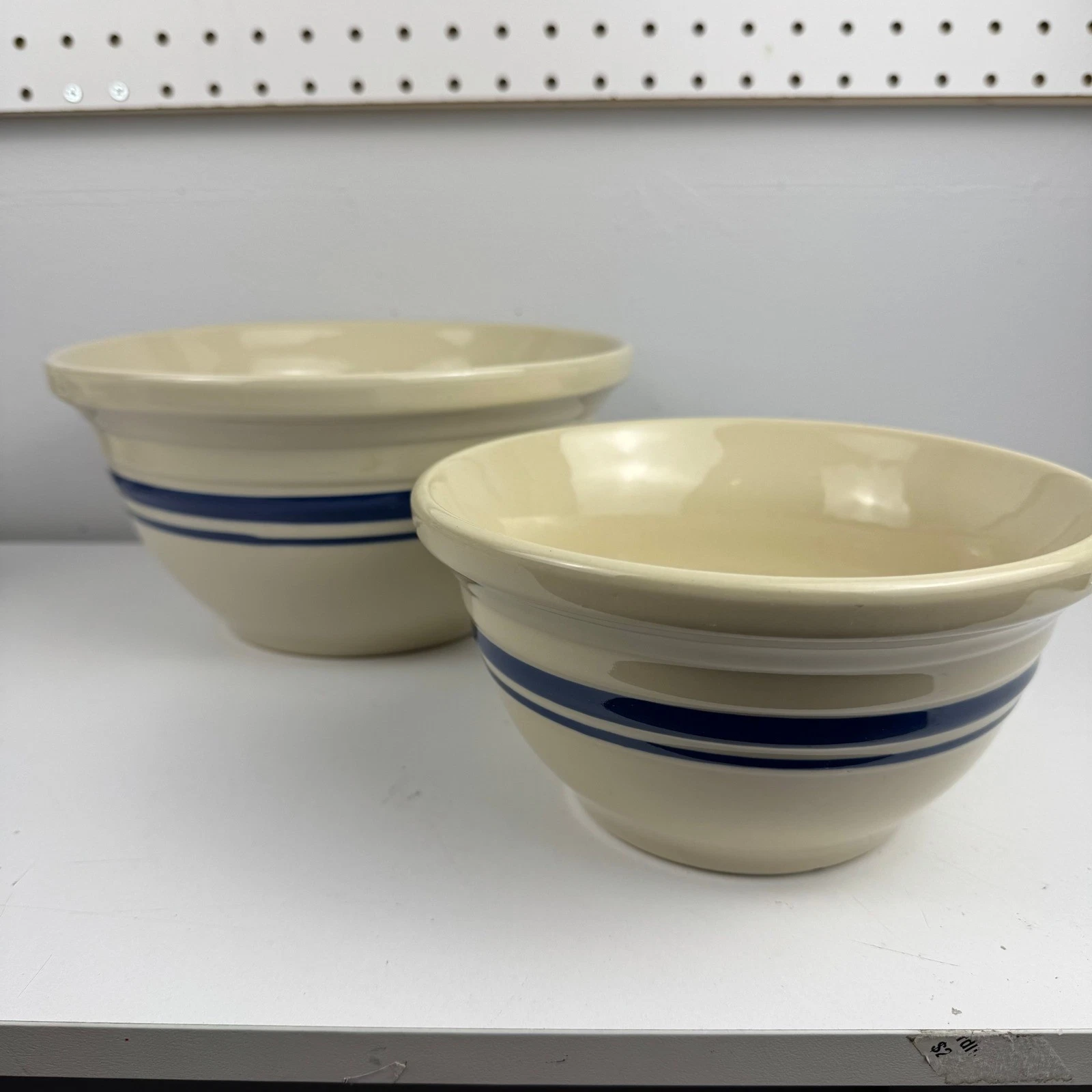 Vtg USA Stoneware Mixing Bowls Set 2 Blue Stripe FP Roseville Ohio 2qt 4qt
Opens in a new window or