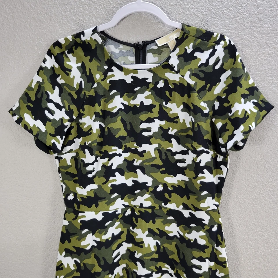 女式 Michael Michael Kors 绿色迷彩 T 恤连衣裙短袖迷你 8 码 — 第 4/4 张图片