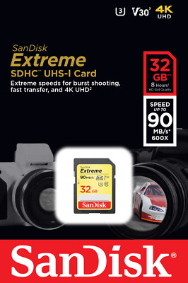 SanDisk Extreme 32GB SDHC 90 MB/S UHS-1 SD Class 10 Memory Card SDSDXVE-032G U3