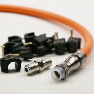 RG11 DIRECT BURIAL UNDERGROUND COAX CABLE INDOOR OUTDOOR TRISHIELD BLACK/ORANGE