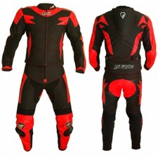 Tuta Moto Pelle e Tessuto Racing Sport 2Pezzi Divisibile Giacca Pantalone BIESSE