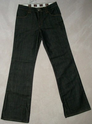 NWT Womens $225 MYNK HAUTEUR Size 24 Black HEAVY DENIM JEANS Leg31 FLARE MadeUS