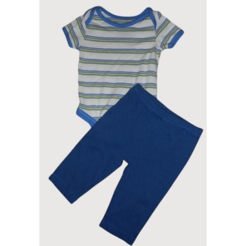 * FADED GLORY blau gestreiftes Body und Hose Set Jungen Größe 3-6 Monate - Bild 1 von 3