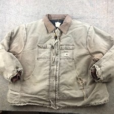 VTG Carhartt Jacket Mens 3XL Gray Arctic Quilt Lined Barn Chore Canvas Worn