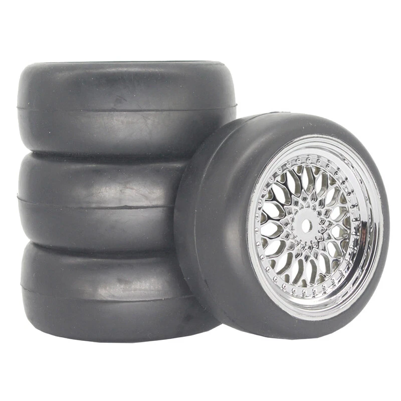 Ruedas de carretera de radiocontrol de 1/10 neumáticos estilo plateado para Tamiya HSP TT02 TT01E 3 mm desplazamiento Foto 2 de 4