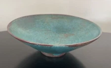 Vintage Jugtown Ware Pottery Chinese Blue Oxblood Glaze Large Bowl