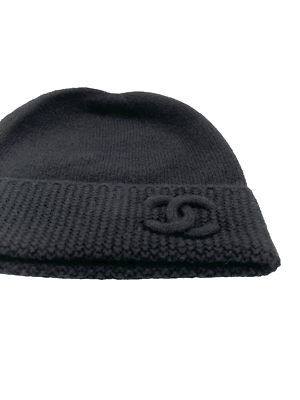 Authentic Chanel Black Beanie Hat CC logo Brand New | eBay