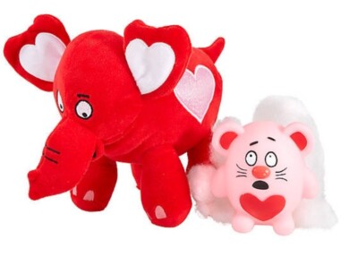 OMG Surprise 2-in-1 Valentine's   Elephant Dog Toy + Vinyl Squeaky Pink Mouse