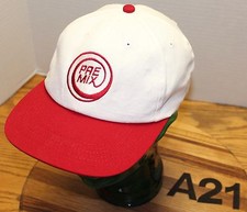 VINTAGE NWOT PRE-MIX HAT WHITE/RED SNAPBACK ADJUSTABLE USA MADE EMBROIDERED A21