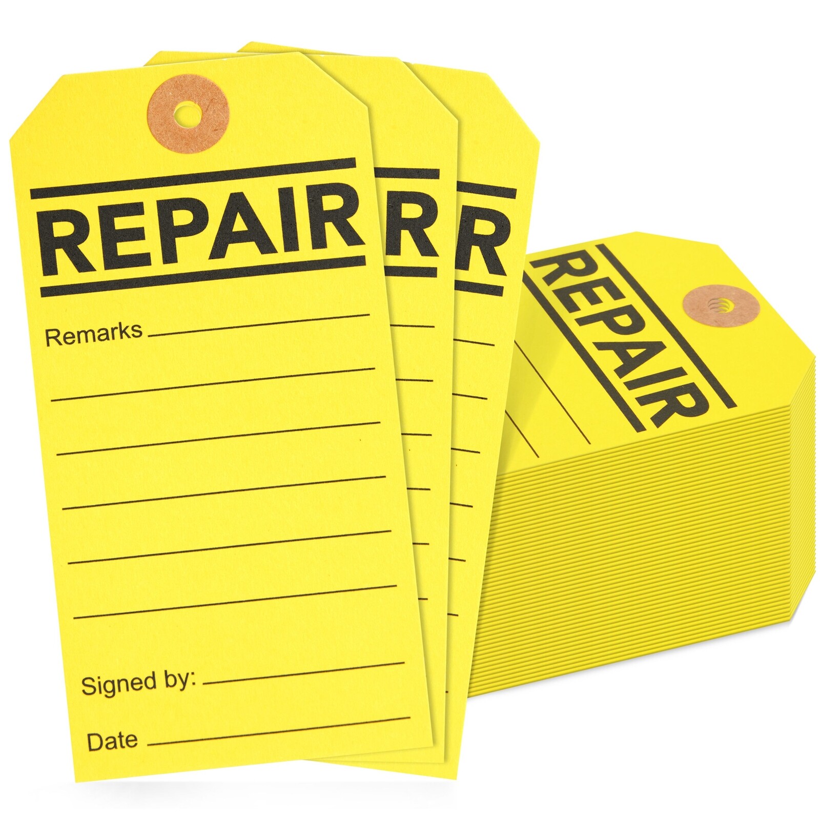 100-Pack Yellow Equipment Repair Tags for Broken Machinery, 2.6 x 5.25