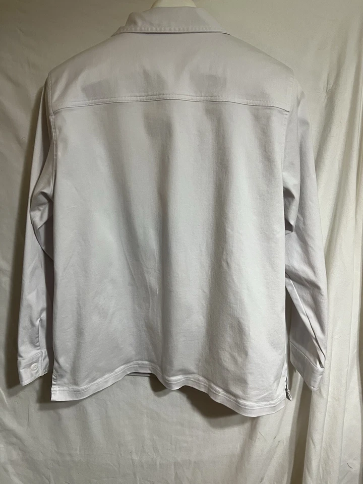 Alfred Dunner Denim Chaqueta Camisa Floral Cuadros Botón Cuentas BoHo Negro Blanco R1 Foto 2 de 4