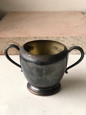 Antique or Vintage Silver Plated Handled Bowl or Cup, Tarnished