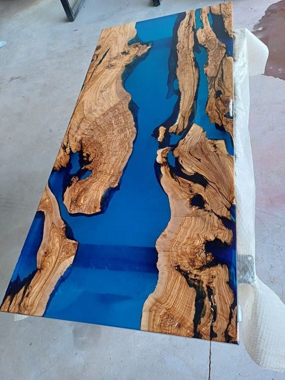 Clear Blue Epoxy Table Top, Dining Center Table Top, Furniture Decor