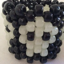 Skulls Kandi Cuff  Glow-N-Dark Rave Bracelet EDM  Stretchy Pony Beads